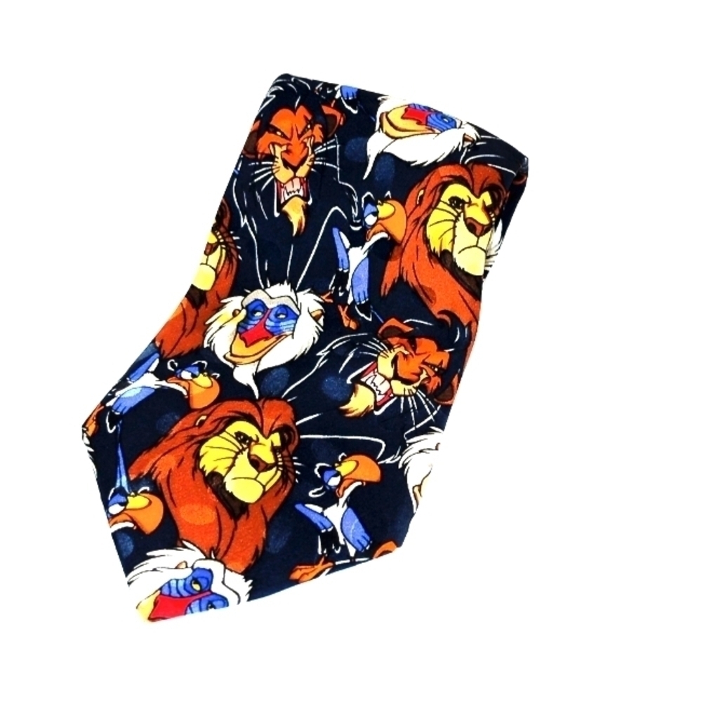 The Disney Store Lion King characters neck tie black background
